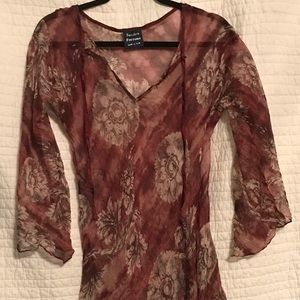 Gorgeous sheer floral print blouse/dress EUC